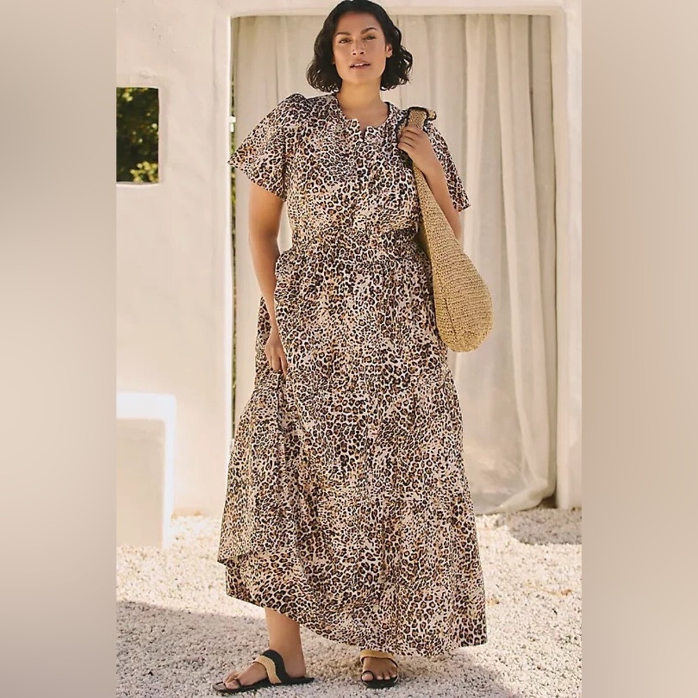 Anthropologie - 100% Cotton The Somerset Maxi Dress Animal Print